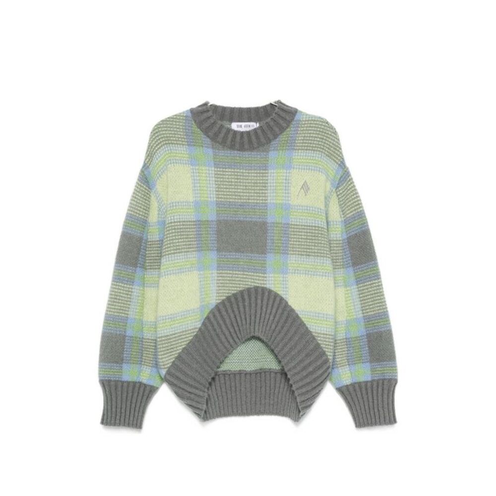 The Attico Women The Attico Women Checked Wool Crewneck Sweater